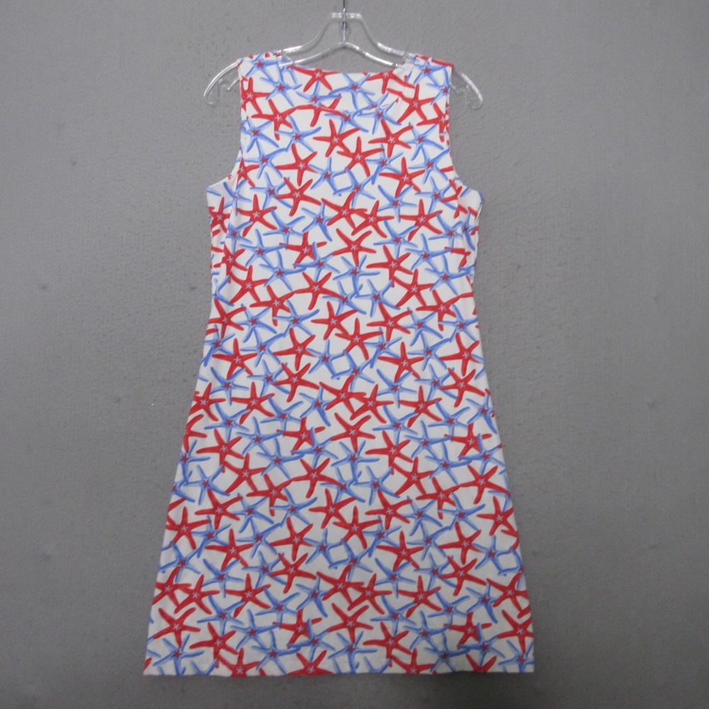 Mahi Gold Dress M Starfish Coastal Nautical Red Blue White Beach Resort Vacation